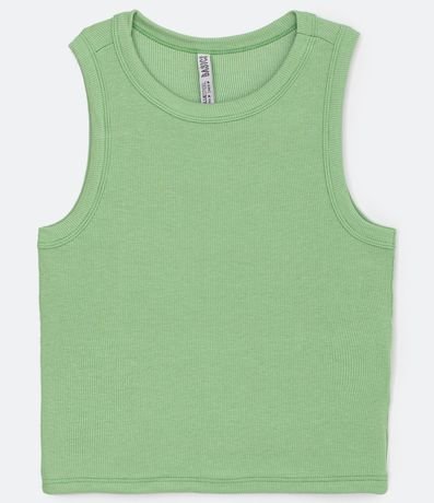 Blusa Cropped sin Manga en Ribana con Cuello Redondo 5
