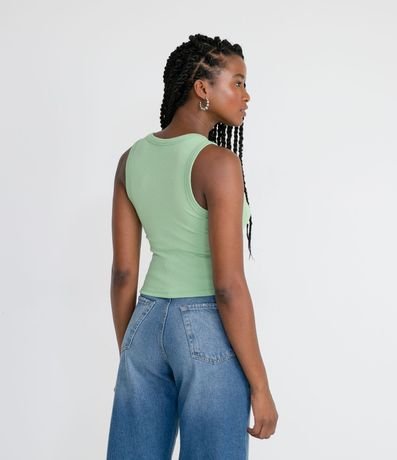 Blusa Cropped sin Manga en Ribana con Cuello Redondo 2