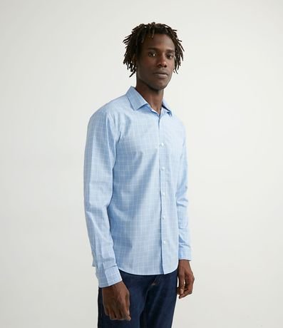 Camisa Manga Larga con Estampado Cuadrillé