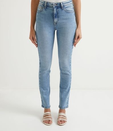 Pantalón Recto Jeans con Elastano Cintura Alta 1