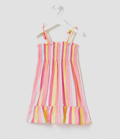 Vestido Infantil en Viscosa Listrado con Lástex - Talle 1 a 5 años 2