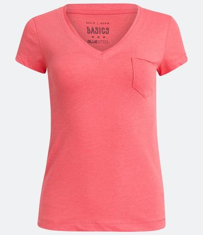 Blusa Básica en Algodón con Manga Corta y Bolsillo Pequeño 6