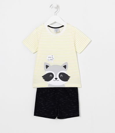Pijama Infantil Corto Estampado de Mapaches - Tam 1 a 5 años 1