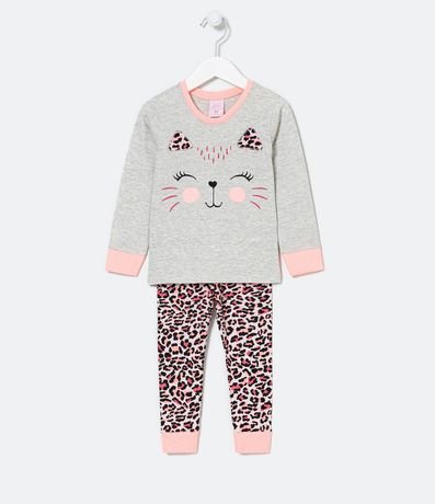 Pijama Infantil Largo Estampa de Gatas - Tam 1 a 4 años 1