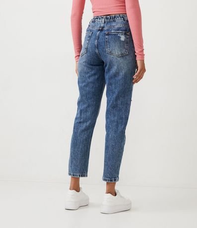 Pantalón Mom en Jeans con Elástico en la Cintura Destroyed 3