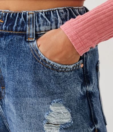 Pantalón Mom en Jeans con Elástico en la Cintura Destroyed 5
