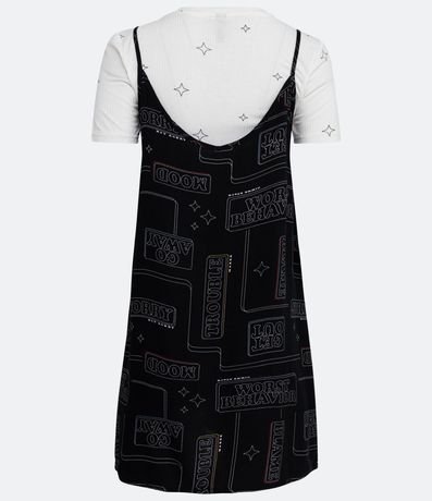 Vestido Corto en Viscosa con Estampado de Palabras Punteada y Blusa 6