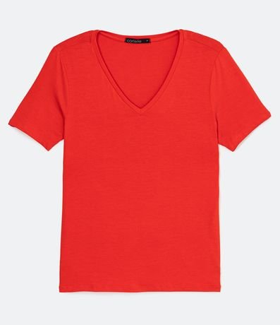 Blusa en Viscosa con Escote V y Manga Corta sin Estampa 6