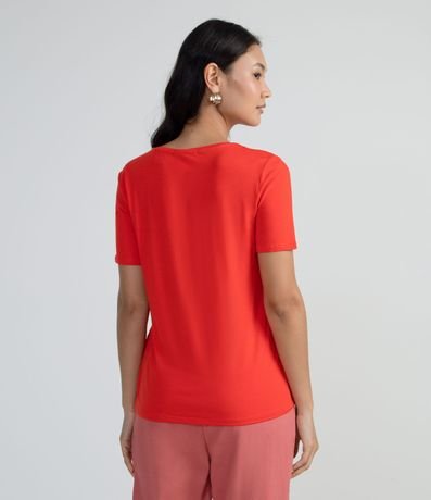 Blusa en Viscosa con Escote V y Manga Corta sin Estampa 2