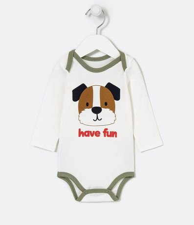 Body Infantil Estampa Carinha de Cachorro - Tam 0 a 18 meses 1