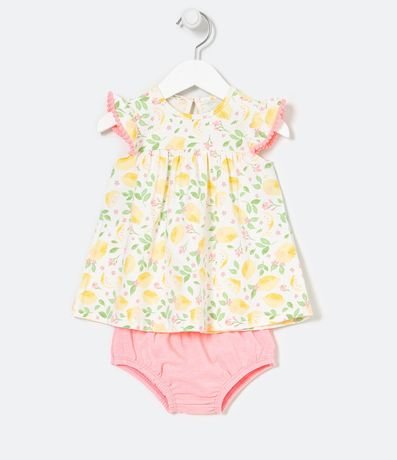 Vestido Infantil Estampado de Limones con Bombacha Neón - Talle 0 a 18 meses 1