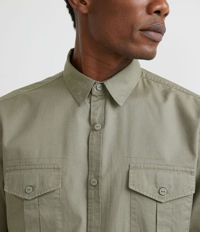 Camisa Manga Larga en Sarga con Bolsillos 3