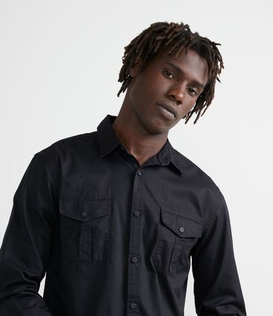 Camisa Manga Larga en Sarga con Bolsillos 3