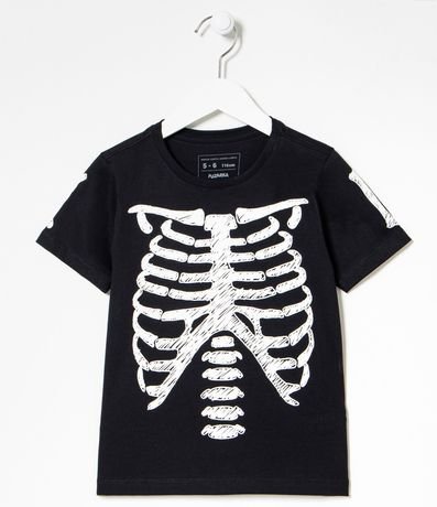 Remera Infantil Estampada Esqueleto Brilla en la Oscuridad - Tam 5 a 14 años 1