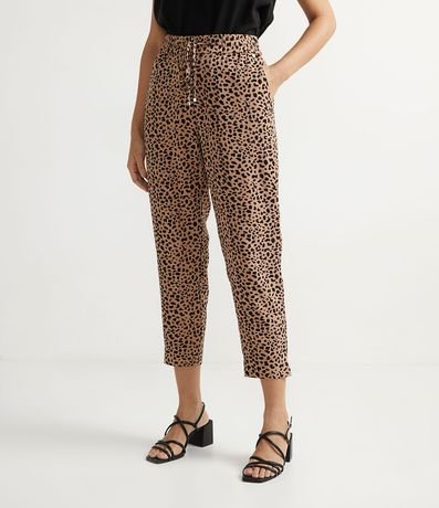 Pantalón Fluido con Amarre en la Cintura y Estampado Animal Print Leopardo 1