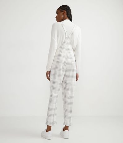 Mono Jardineira con Estampado de Cuadros y Barra Doblada 2