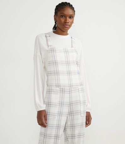 Mono Jardineira con Estampado de Cuadros y Barra Doblada 3