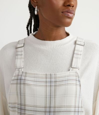 Mono Jardineira con Estampado de Cuadros y Barra Doblada 4