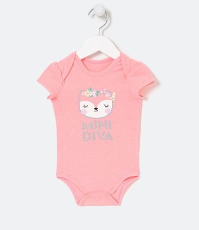 Body Infantil Neón con Estampado de Zorro y Lettering Mini Diva - Talle 0 a 18 meses 1
