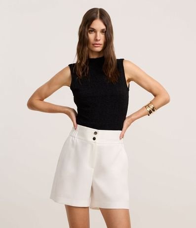 Bermuda con Cintura Elástica Sin Estampado 2