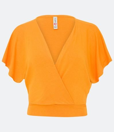 Blusa Corta Lisa en Viscose con Escote en V Transpasado 6