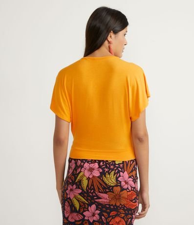 Blusa Corta Lisa en Viscose con Escote en V Transpasado 2