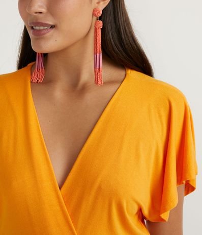 Blusa Corta Lisa en Viscose con Escote en V Transpasado 3