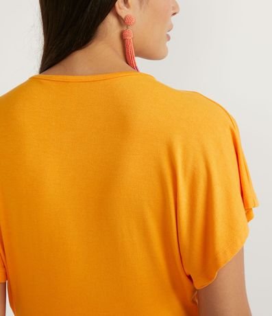 Blusa Corta Lisa en Viscose con Escote en V Transpasado 4