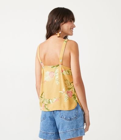 Blusa Musculosa en Viscosa con Estampado de Hojas 3