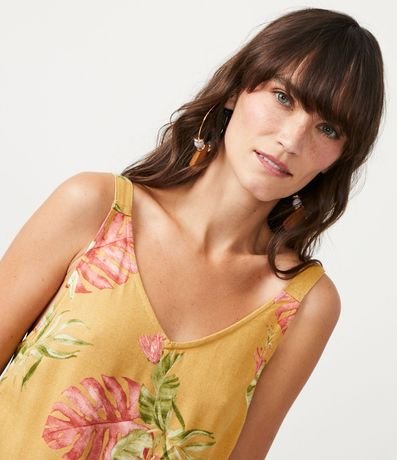 Blusa Musculosa en Viscosa con Estampado de Hojas 4