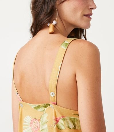 Blusa Musculosa en Viscosa con Estampado de Hojas 5