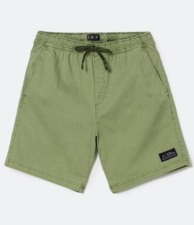 Bermuda en Sarga con Cintura Elástica y Etiqueta en la Barra 5