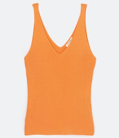 Blusa Musculosa en Punto Acanalado con Escote V 7