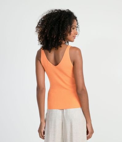 Blusa Musculosa en Punto Acanalado con Escote V 2
