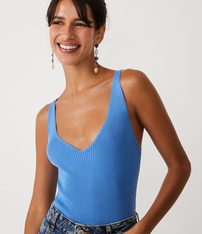 Blusa Musculosa en Tejido de Punto Acanelada 3