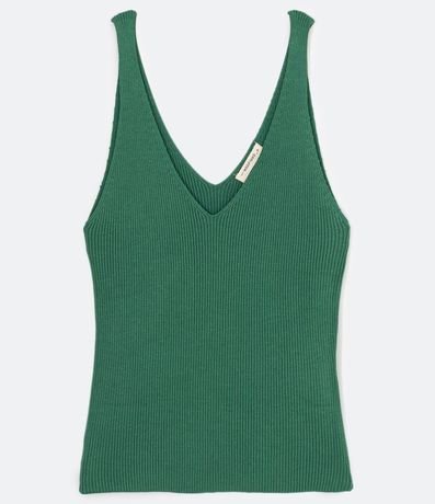 Blusa Musculosa en Punto Acanalado con Escote V 6