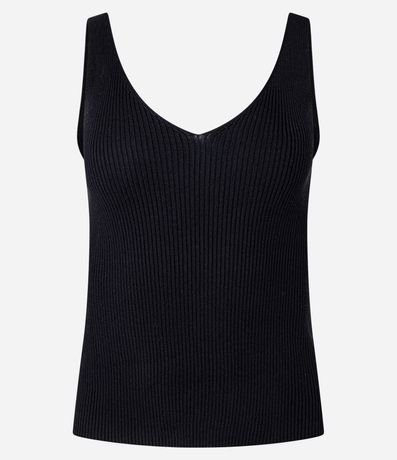 Blusa Musculosa en Punto Acanalado con Escote V 8