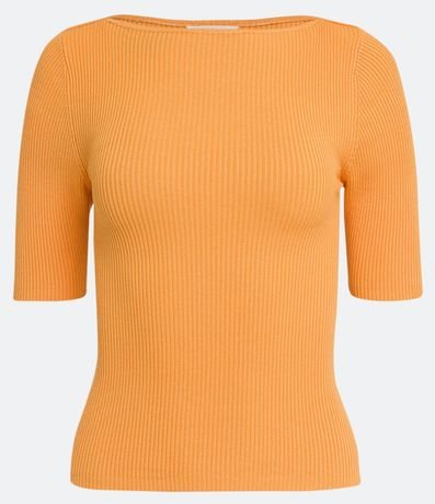Blusa de Punto Acanalada con Cuello Barco 6