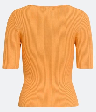 Blusa de Punto Acanalada con Cuello Barco 7