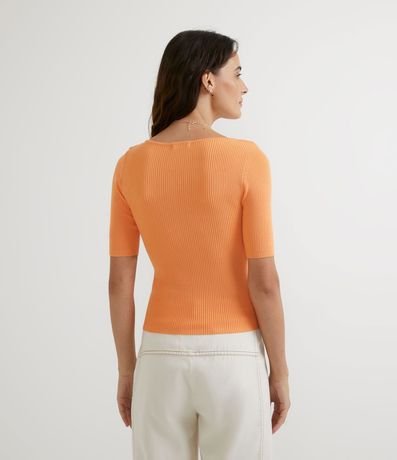 Blusa de Punto Acanalada con Cuello Barco 2