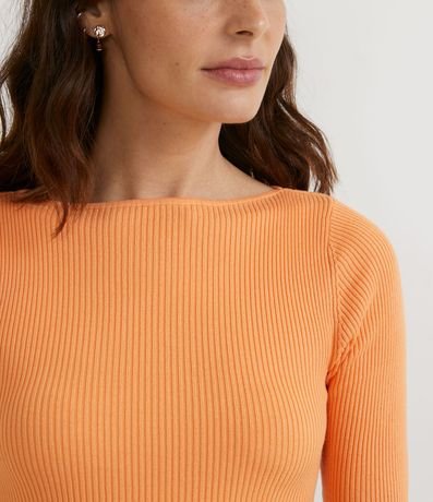 Blusa de Punto Acanalada con Cuello Barco 4