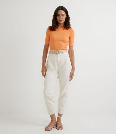 Blusa de Punto Acanalada con Cuello Barco 5