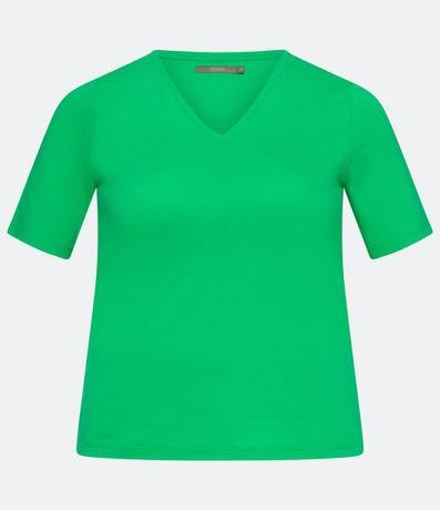 Blusa Básica en Algodón con Cuello V Curve & Plus Size 4