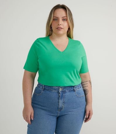 Blusa Básica en Algodón con Cuello V Curve & Plus Size 1