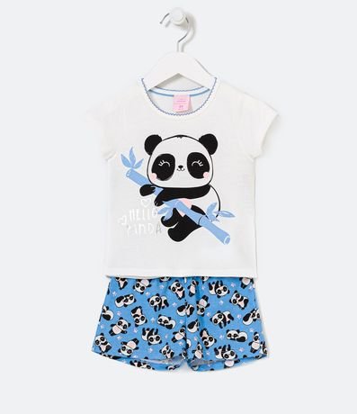 Pijama Infantil Corto con Estampado de Osito Panda con Bambú - Tam 1 a 4 años 1