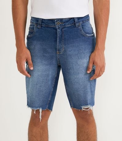 Bermuda Skinny en Jeans con Gastados y Barra Deshilachada 1