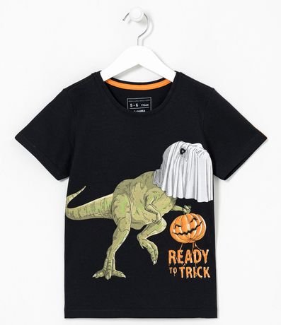 Remera infantil Estampada Dino Fantasma Halloween - Tam 5 a 14 años 1