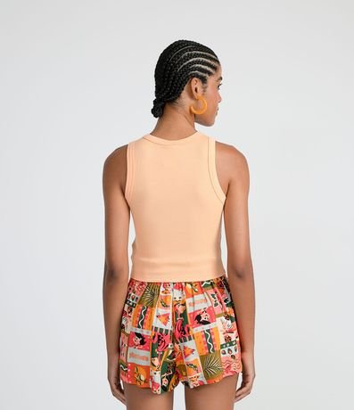 Blusa Cropped sin Manga en Ribana con Cuello Redondo 2