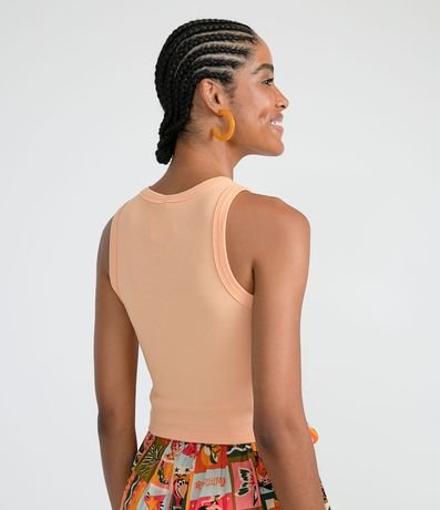 Blusa Cropped sin Manga en Ribana con Cuello Redondo 4