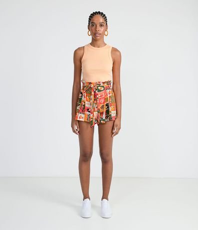 Blusa Cropped sin Manga en Ribana con Cuello Redondo 5
